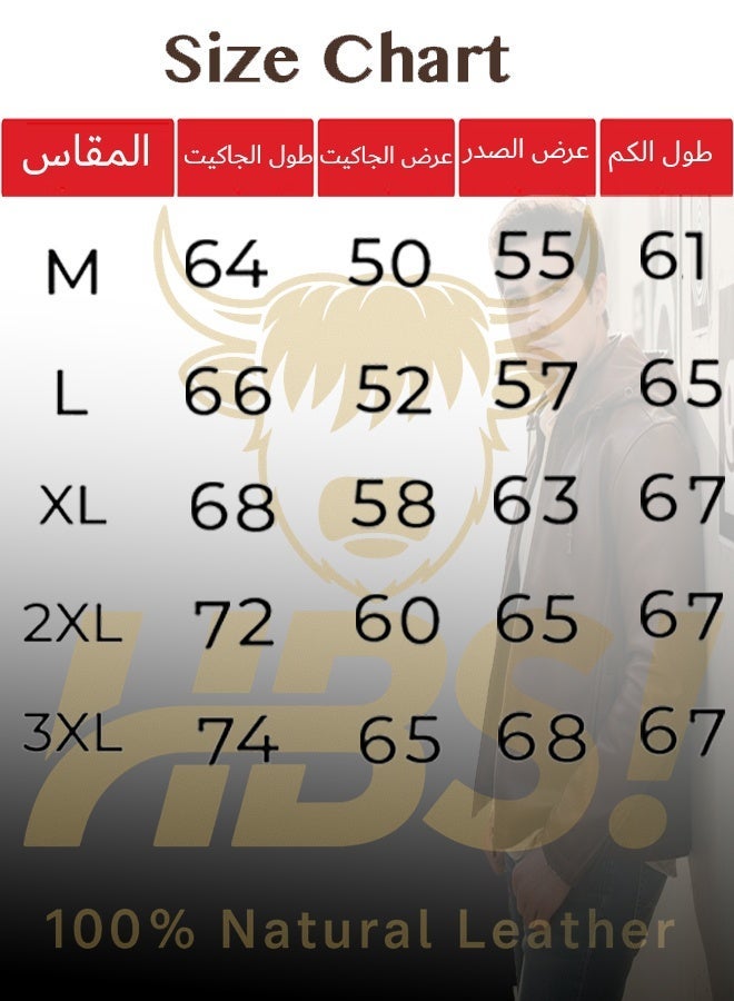 أتش بي أس جاكيت جلد طبيعي 100% للرجال بغطاء رأس منفصل وجيوب داخلية وسحاب معدني فاخر - Image 5